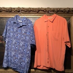 Pair of Tommy Bahama Men's short sleeves Silk Shirts in Sz Large